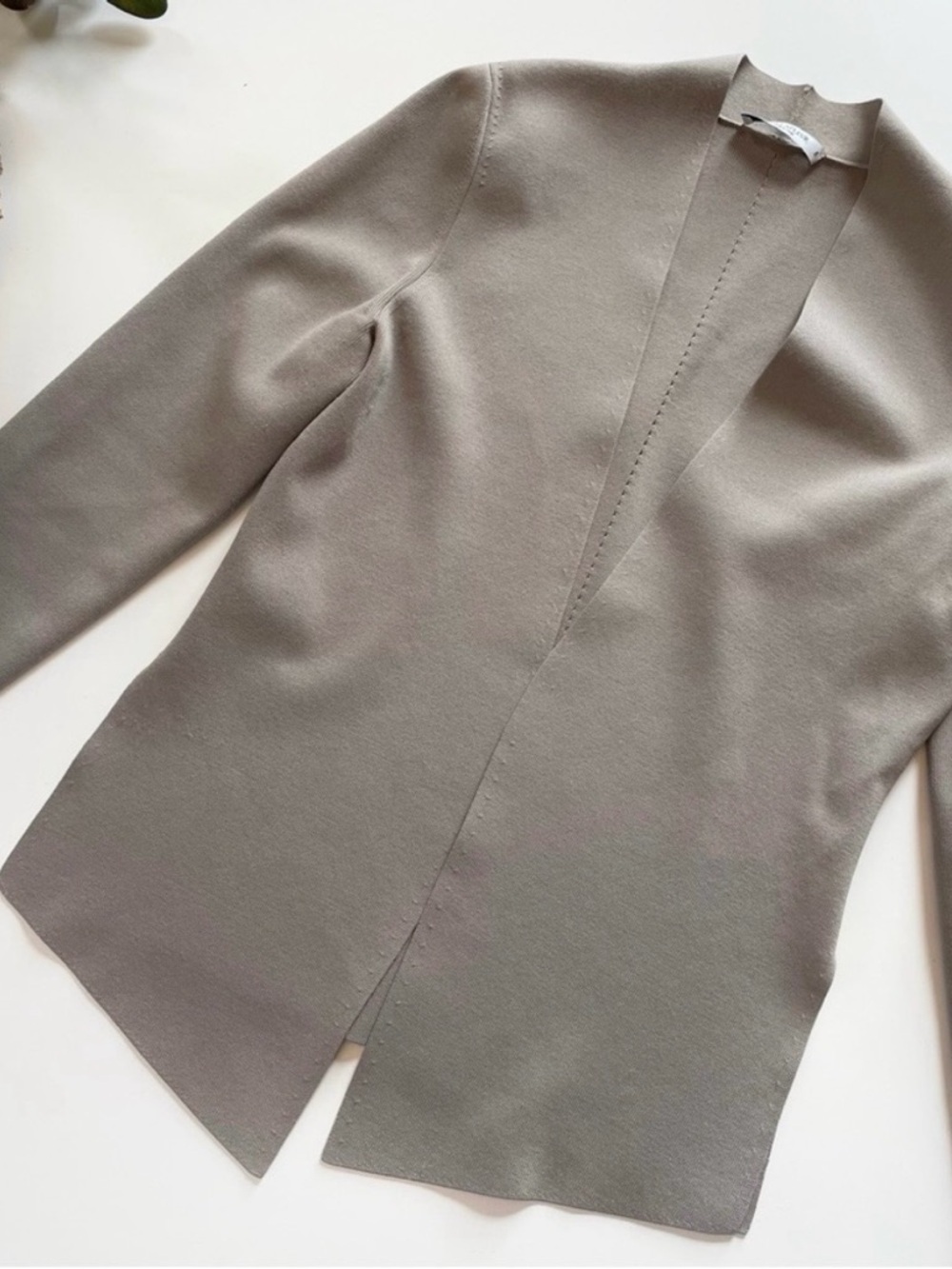 MM.LaFleur Taupe Pearl Jardigan | Open Front Knit Blazer Cardigan | Size Small - Picture 4 of 15